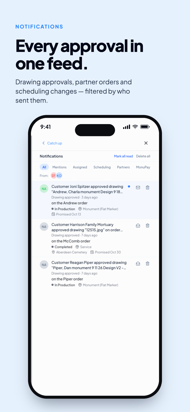 All notifications in one feed